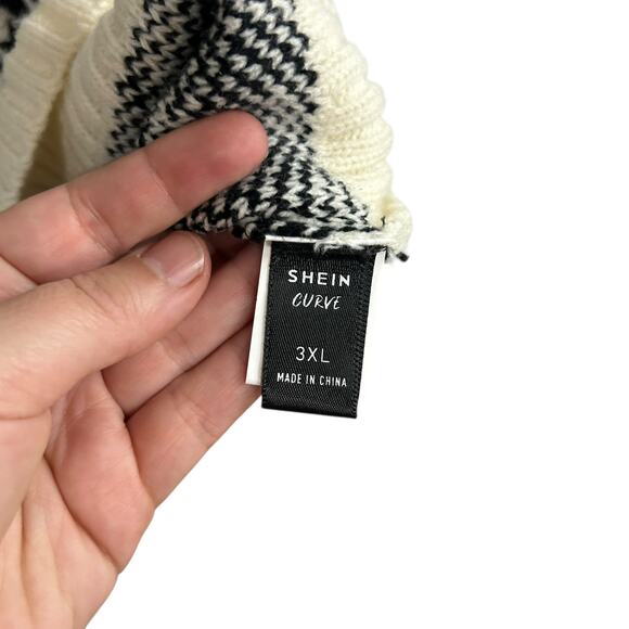 Plus Sz Black White Houndstooth Knit Sweater Vest 3XL Preppy Y2K Academia Retro - Picture 4 of 6